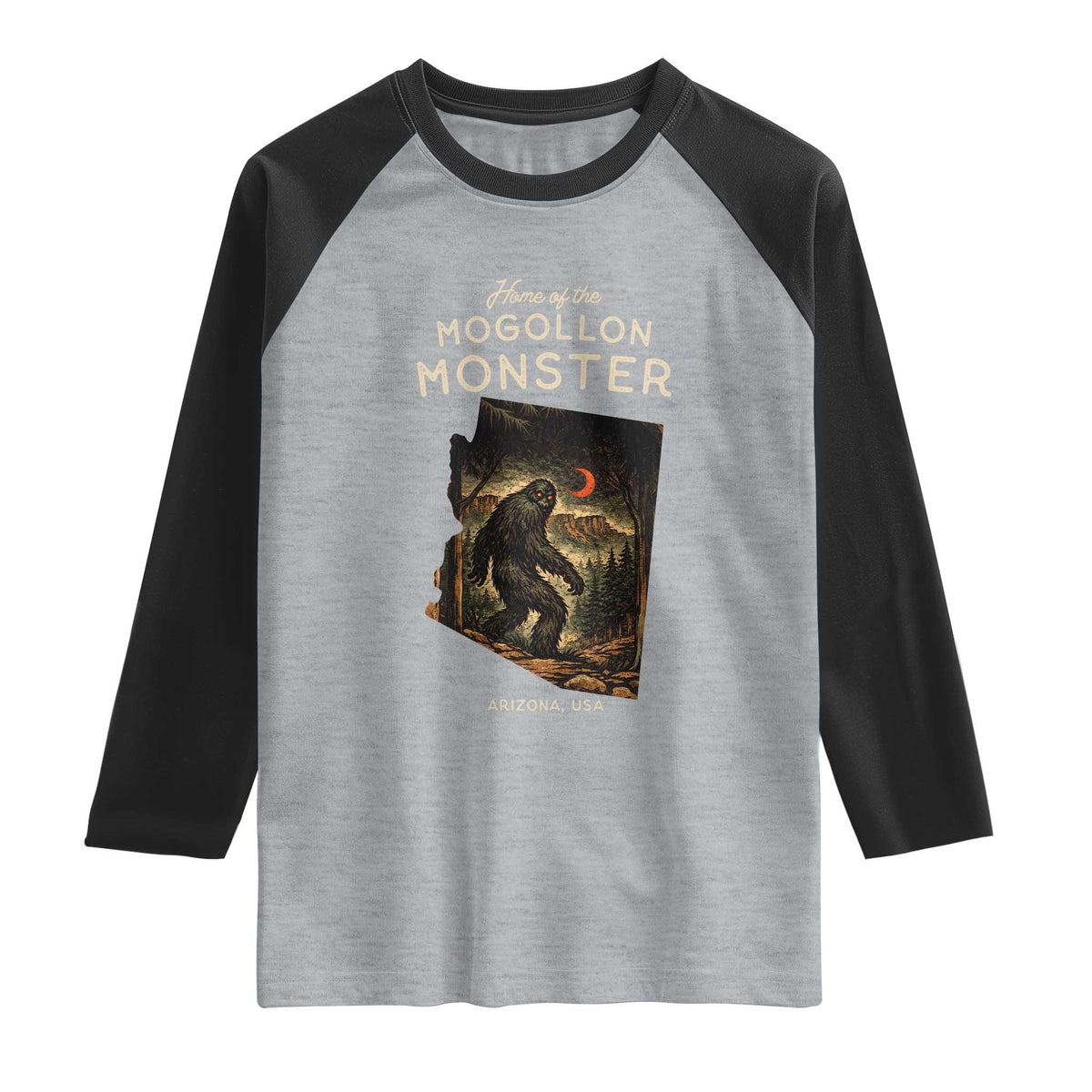 Mogollon Monster Arizona Raglan Shirt Home Of The Cryptid Lover