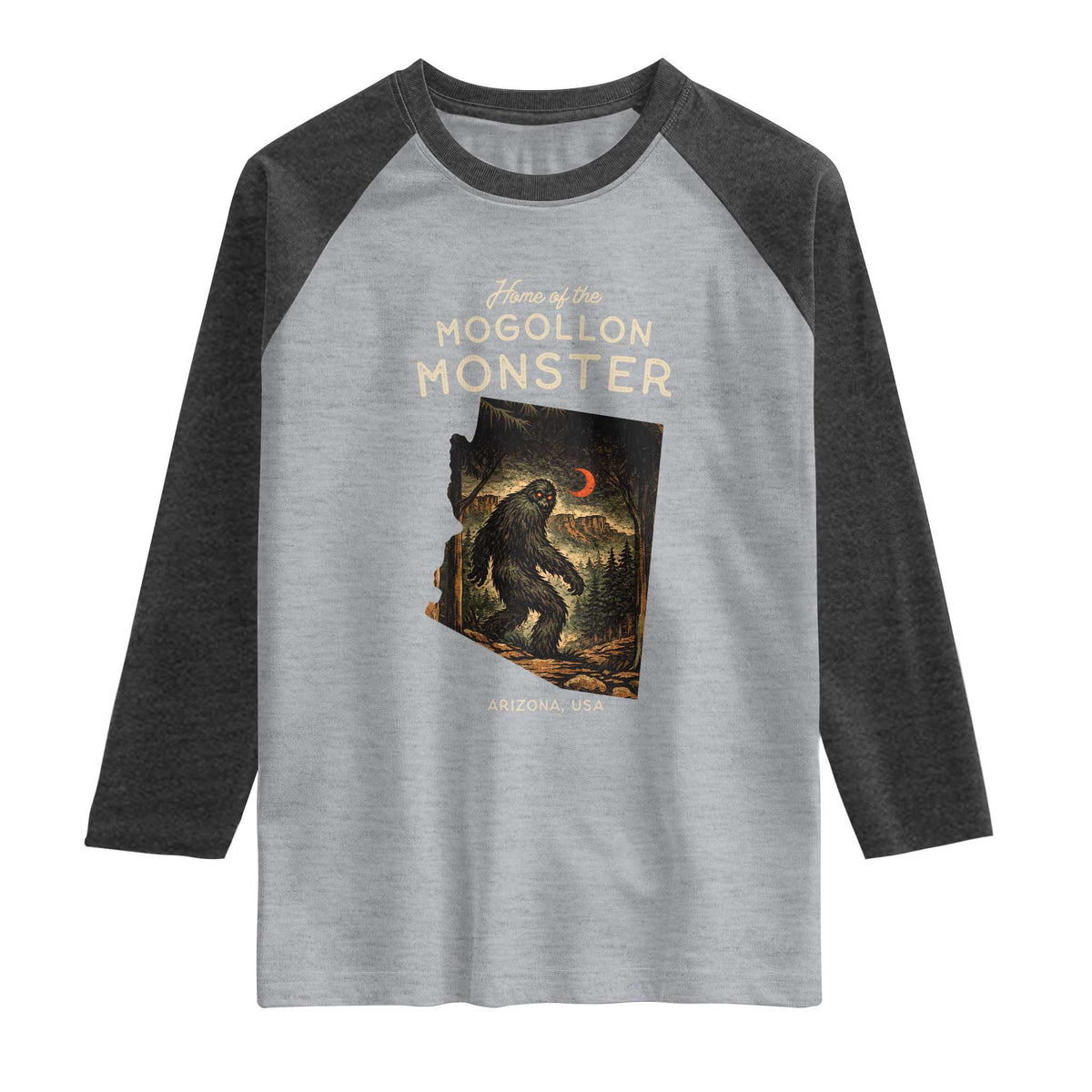 Mogollon Monster Arizona Raglan Shirt Home Of The Cryptid Lover