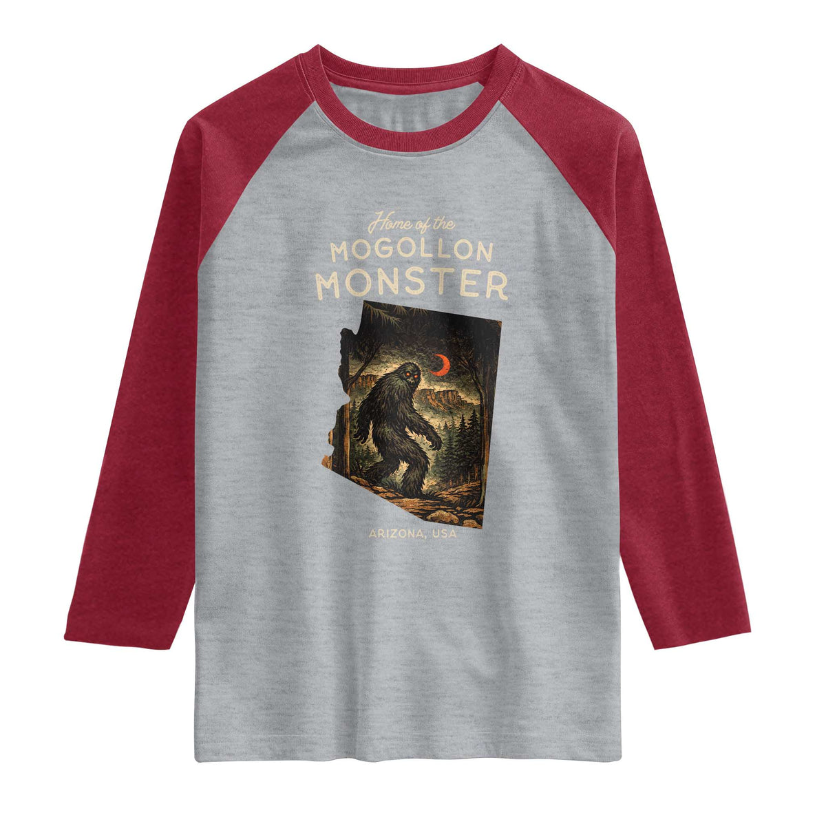Mogollon Monster Arizona Raglan Shirt Home Of The Cryptid Lover