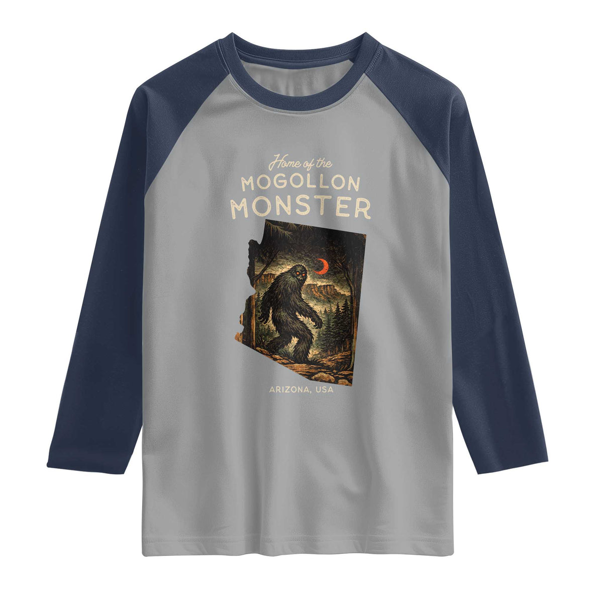 Mogollon Monster Arizona Raglan Shirt Home Of The Cryptid Lover