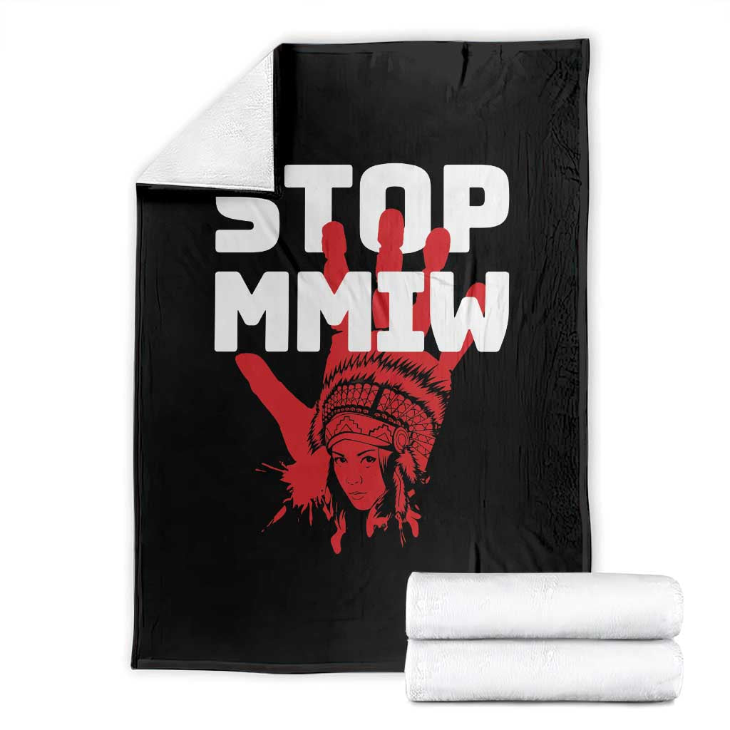 Indigenous Women Awareness Throw Blanket Stop MMIW Red Handprint Graphic