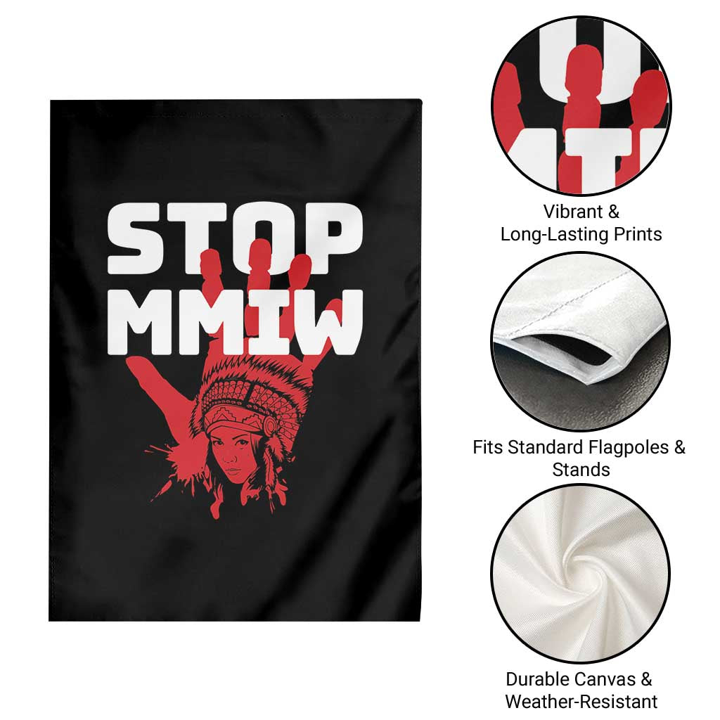 Indigenous Women Awareness Garden Flag Stop MMIW Red Handprint Graphic