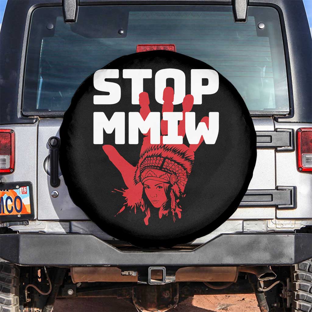 Indigenous Women Awareness Spare Tire Cover Stop MMIW Red Handprint Graphic