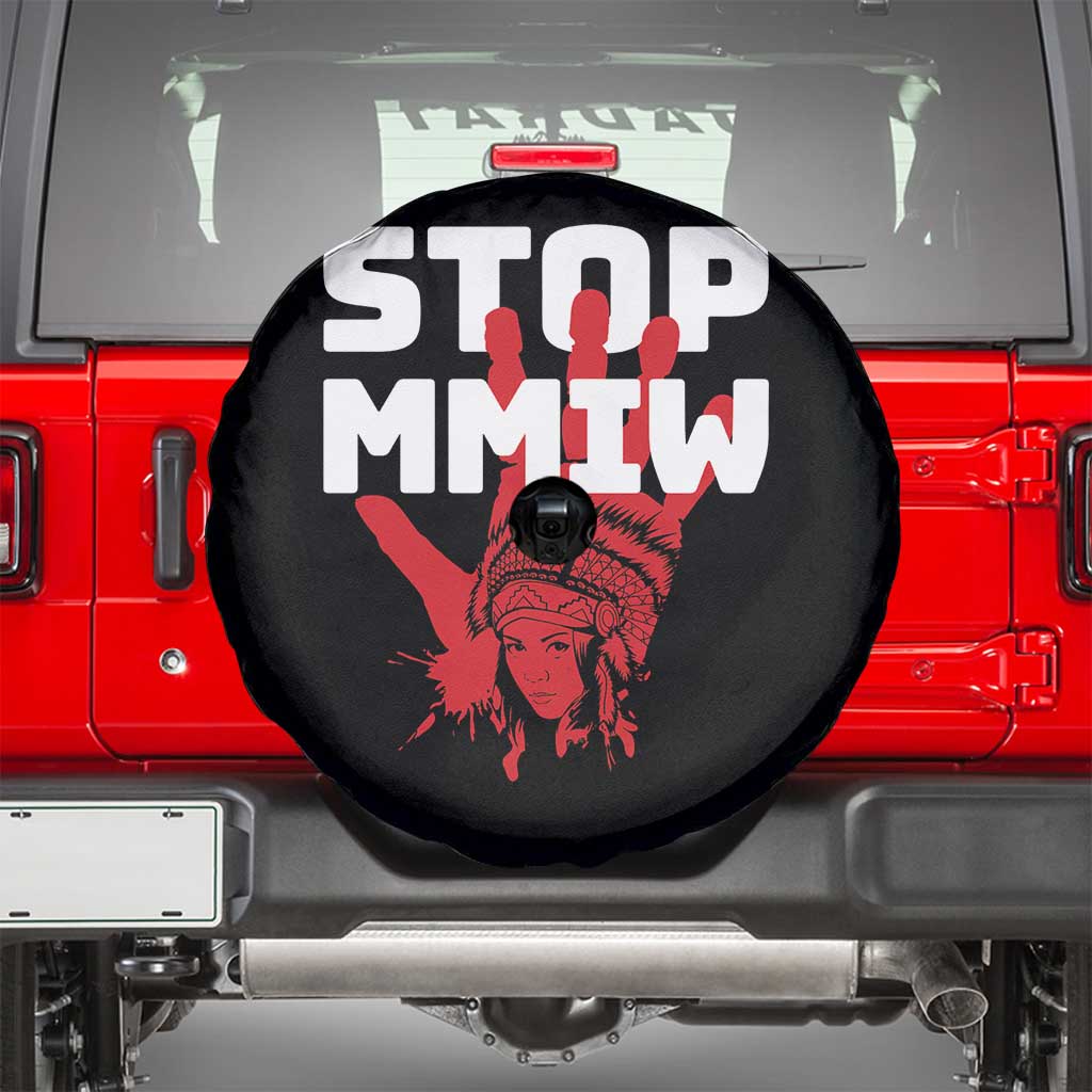 Indigenous Women Awareness Spare Tire Cover Stop MMIW Red Handprint Graphic