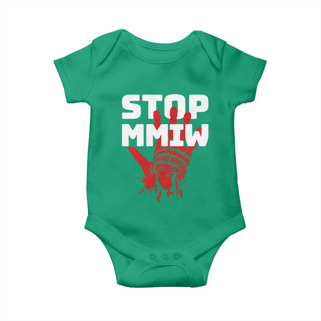 Indigenous Women Awareness Baby Onesie Stop MMIW Red Handprint Graphic