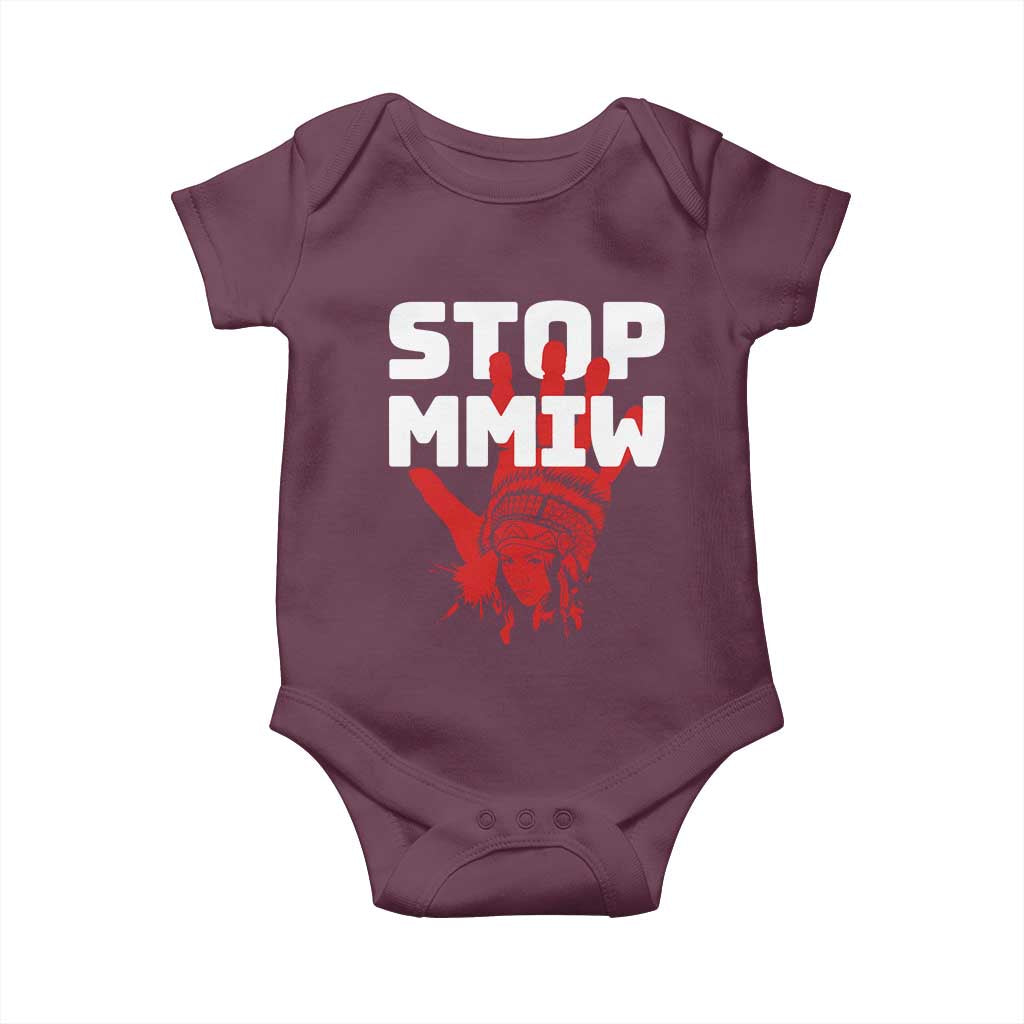Indigenous Women Awareness Baby Onesie Stop MMIW Red Handprint Graphic