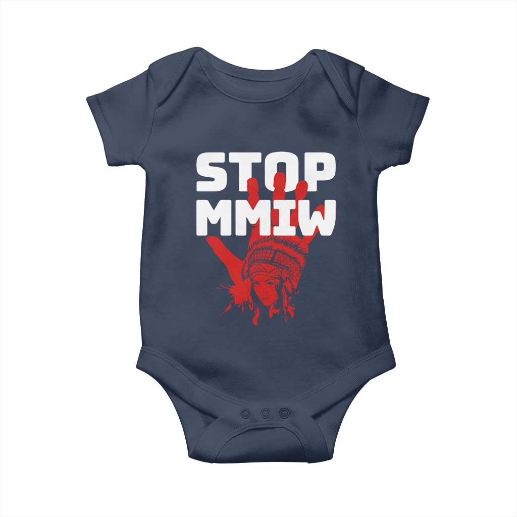 Indigenous Women Awareness Baby Onesie Stop MMIW Red Handprint Graphic