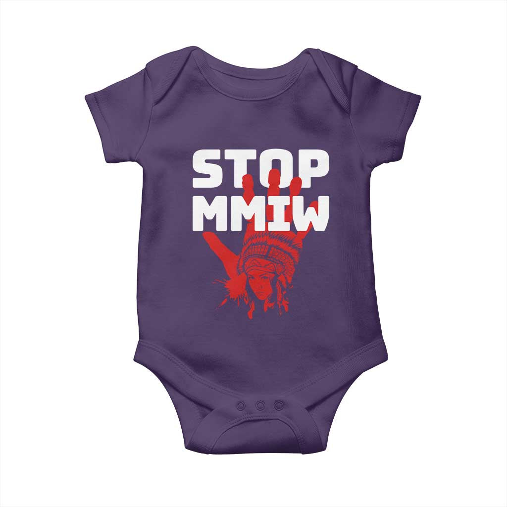 Indigenous Women Awareness Baby Onesie Stop MMIW Red Handprint Graphic