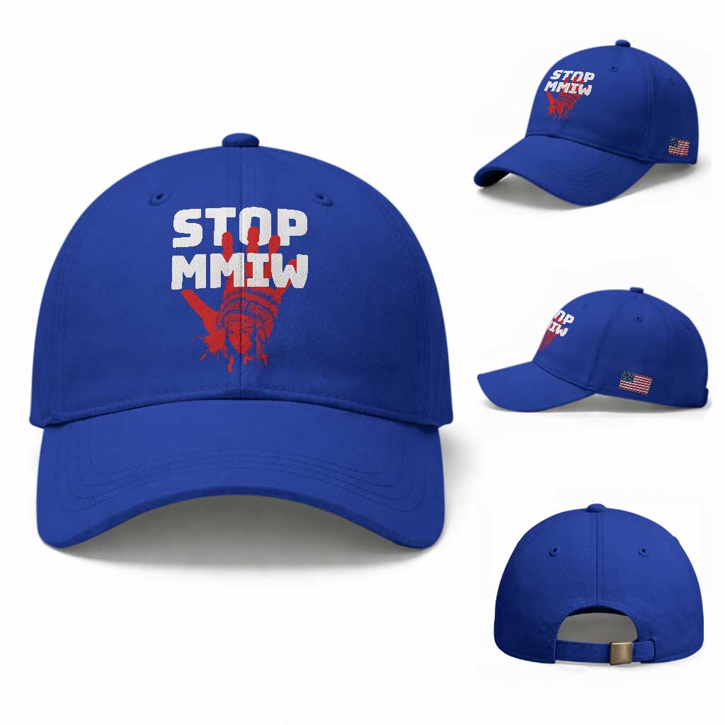 Indigenous Women Awareness Baseball Cap Stop MMIW Red Handprint Graphic