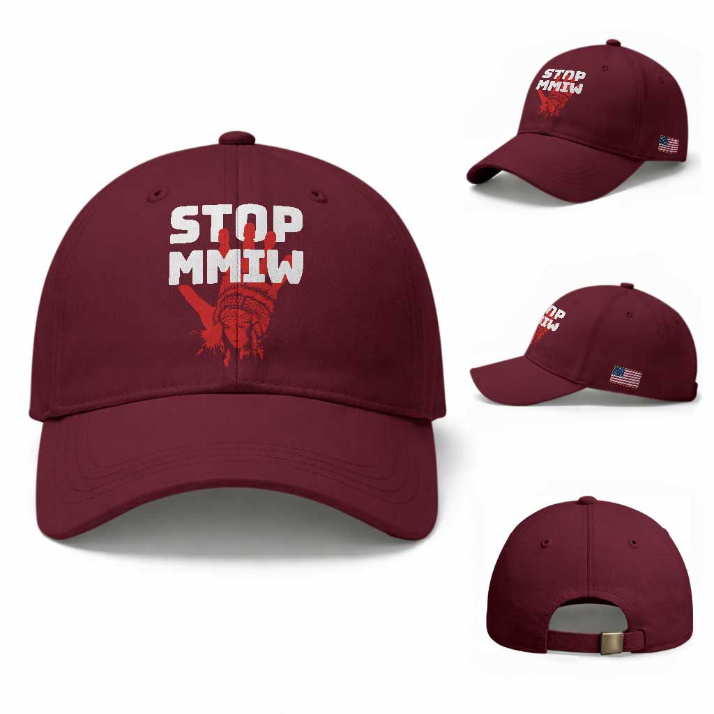 Indigenous Women Awareness Baseball Cap Stop MMIW Red Handprint Graphic
