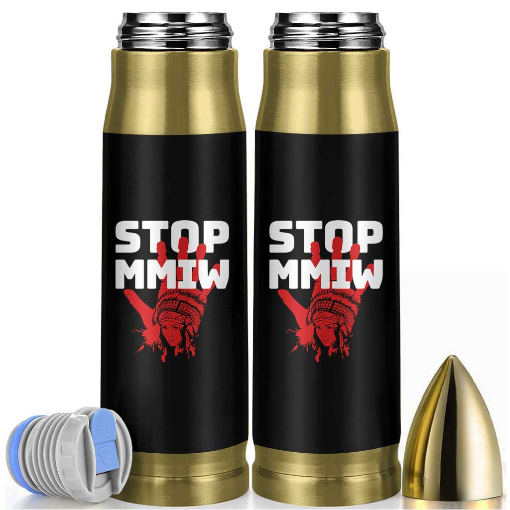 Indigenous Women Awareness Bullet Tumbler Stop MMIW Red Handprint Graphic