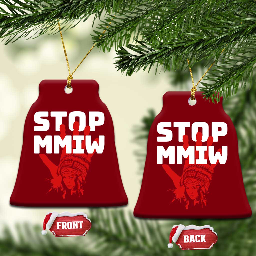 Indigenous Women Awareness Ceramic Ornament Stop MMIW Red Handprint Graphic