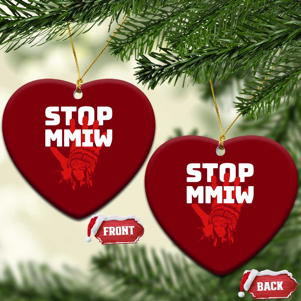 Indigenous Women Awareness Ceramic Ornament Stop MMIW Red Handprint Graphic
