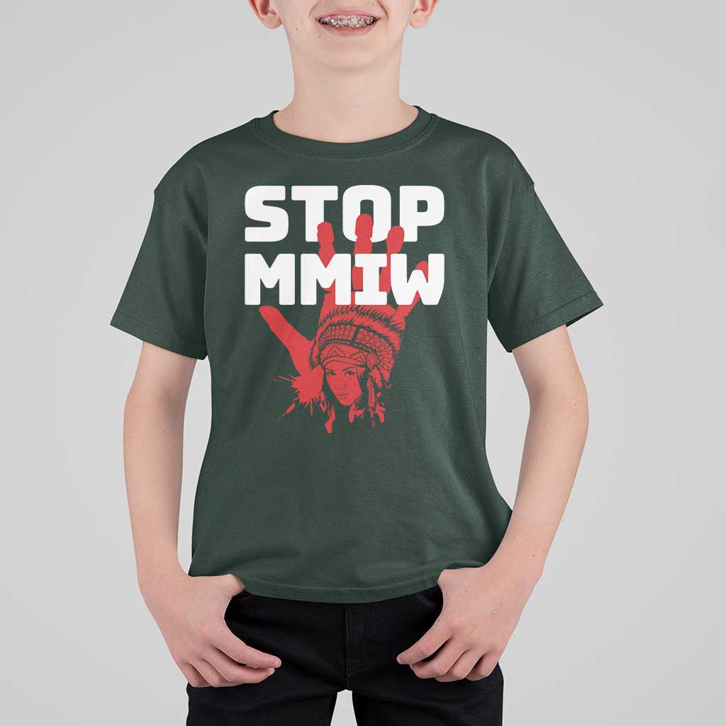 Indigenous Women Awareness T Shirt For Kid Stop MMIW Red Handprint Graphic