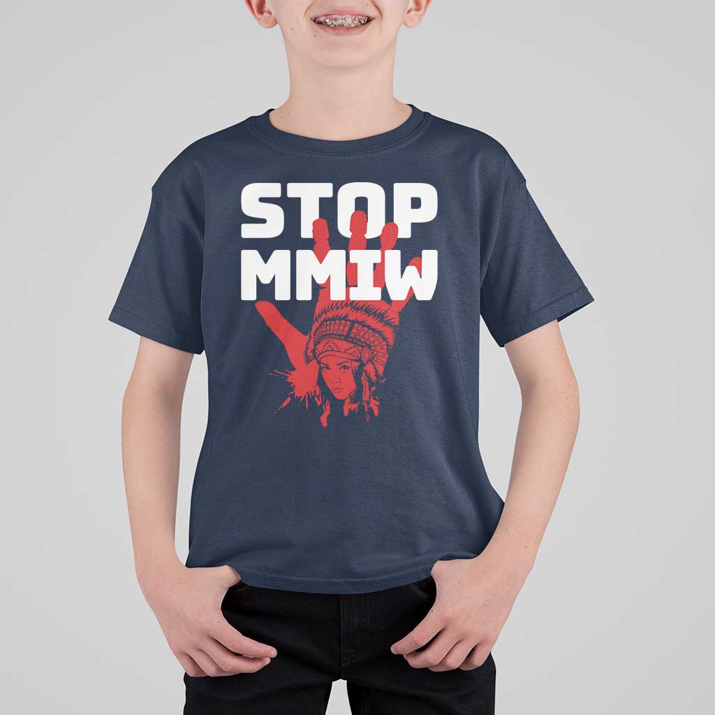 Indigenous Women Awareness T Shirt For Kid Stop MMIW Red Handprint Graphic