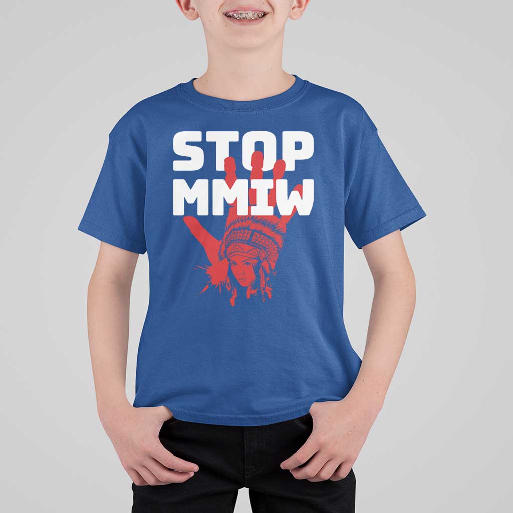 Indigenous Women Awareness T Shirt For Kid Stop MMIW Red Handprint Graphic