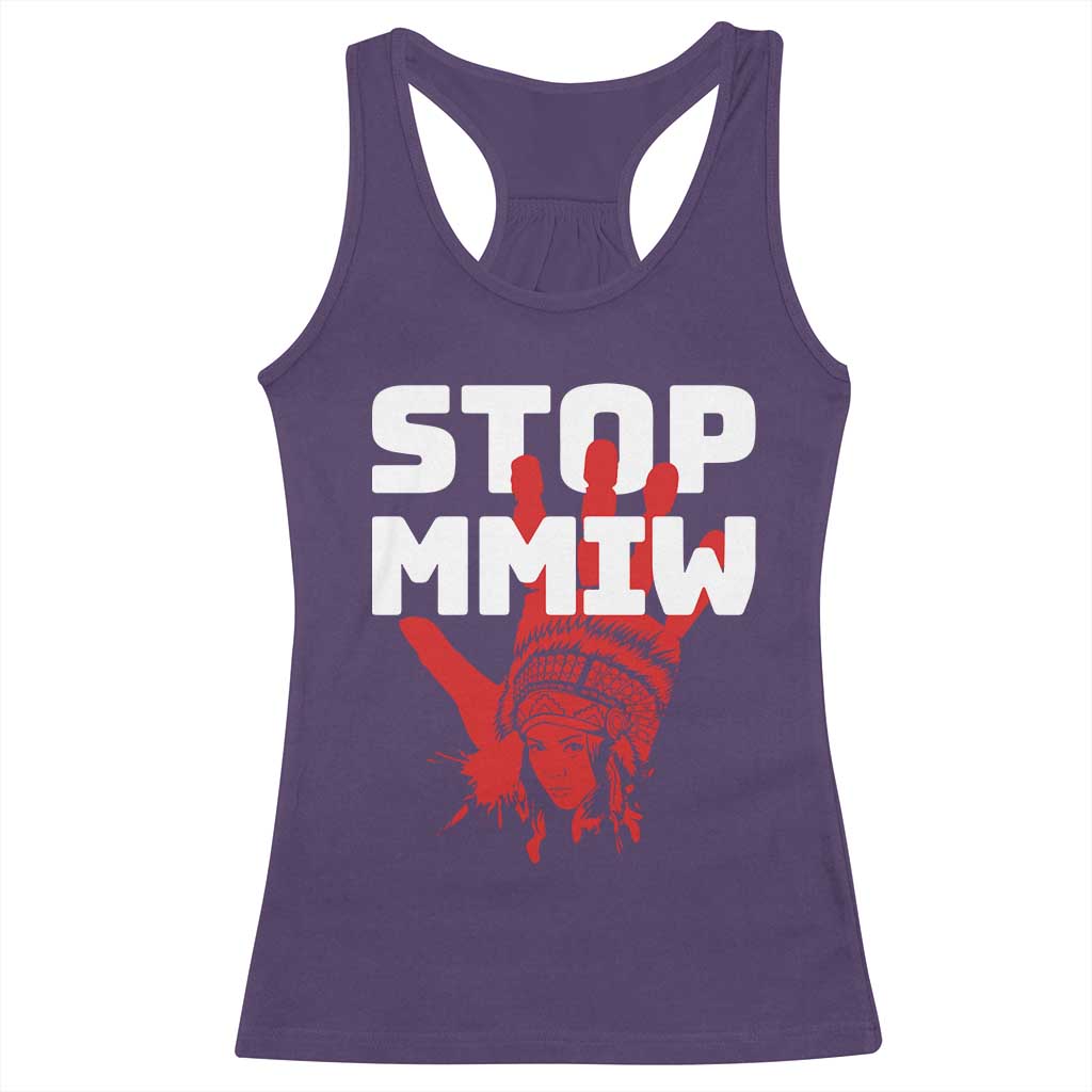 Indigenous Women Awareness Racerback Tank Top Stop MMIW Red Handprint Graphic