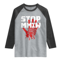 Indigenous Women Awareness Raglan Shirt Stop MMIW Red Handprint Graphic