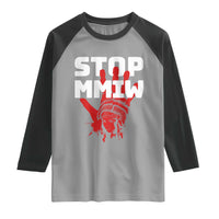 Indigenous Women Awareness Raglan Shirt Stop MMIW Red Handprint Graphic