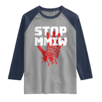 Indigenous Women Awareness Raglan Shirt Stop MMIW Red Handprint Graphic