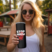 Indigenous Women Awareness Skinny Tumbler Stop MMIW Red Handprint Graphic