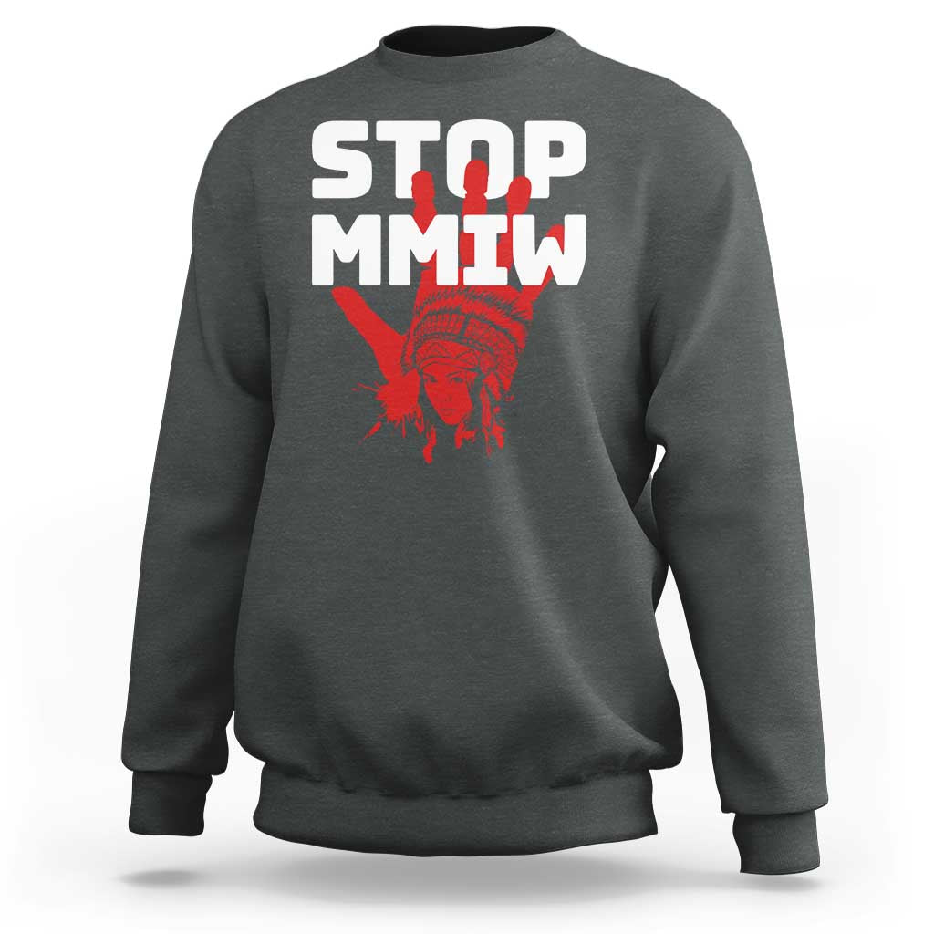 Indigenous Women Awareness Sweatshirt Stop MMIW Red Handprint Graphic