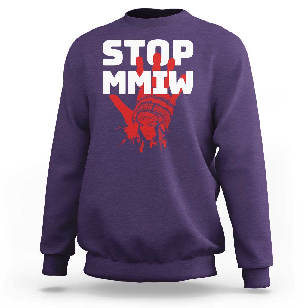 Indigenous Women Awareness Sweatshirt Stop MMIW Red Handprint Graphic
