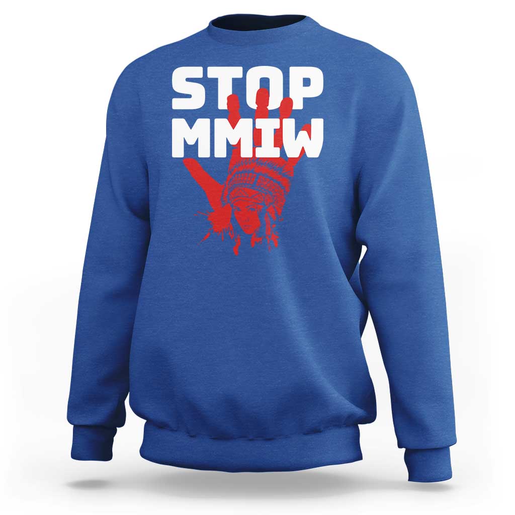 Indigenous Women Awareness Sweatshirt Stop MMIW Red Handprint Graphic
