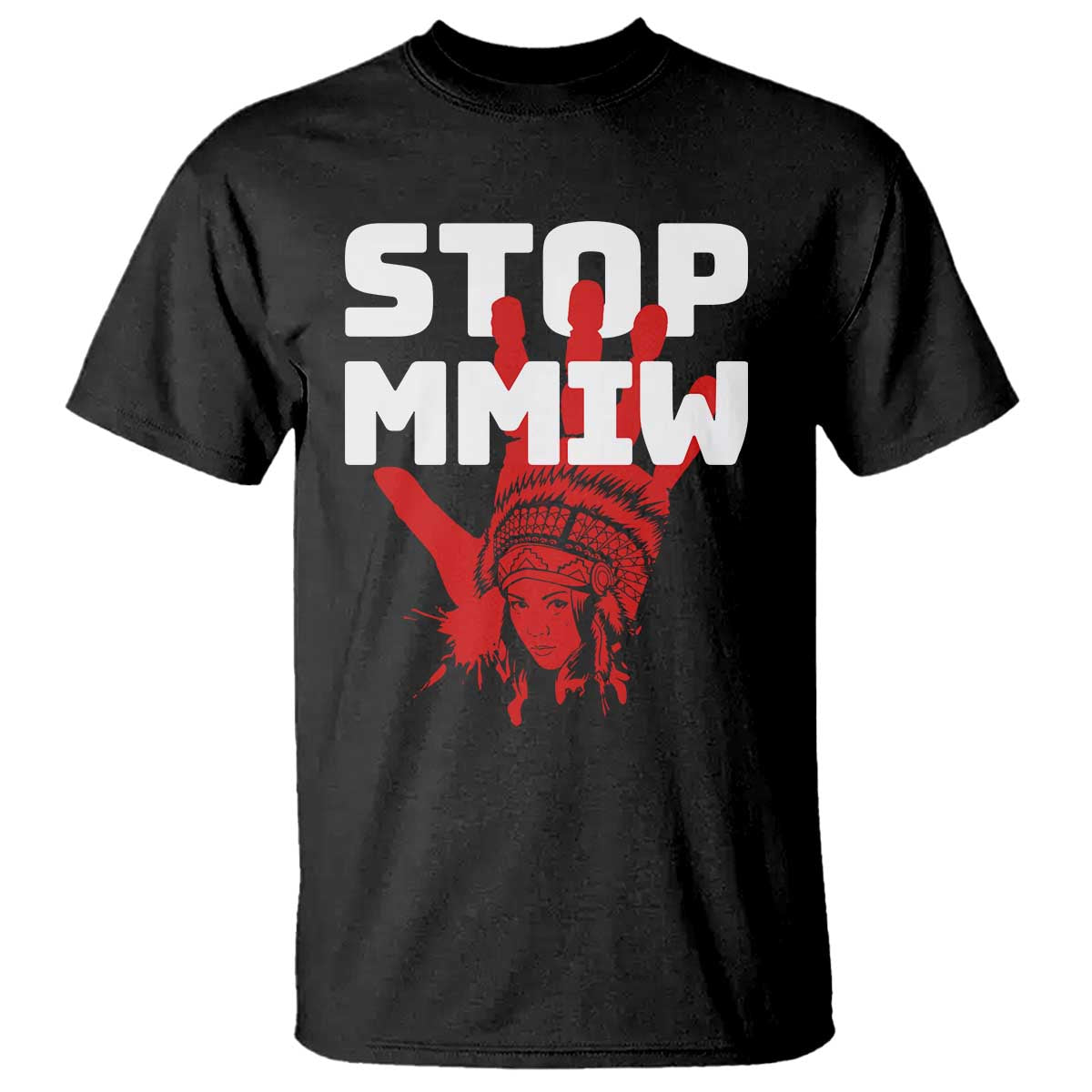 Indigenous Women Awareness T Shirt Stop MMIW Red Handprint Graphic