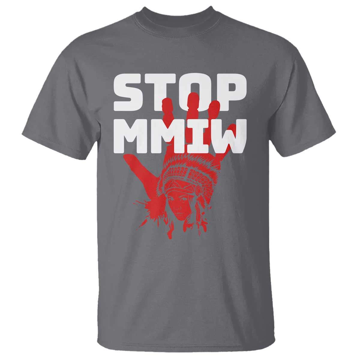 Indigenous Women Awareness T Shirt Stop MMIW Red Handprint Graphic