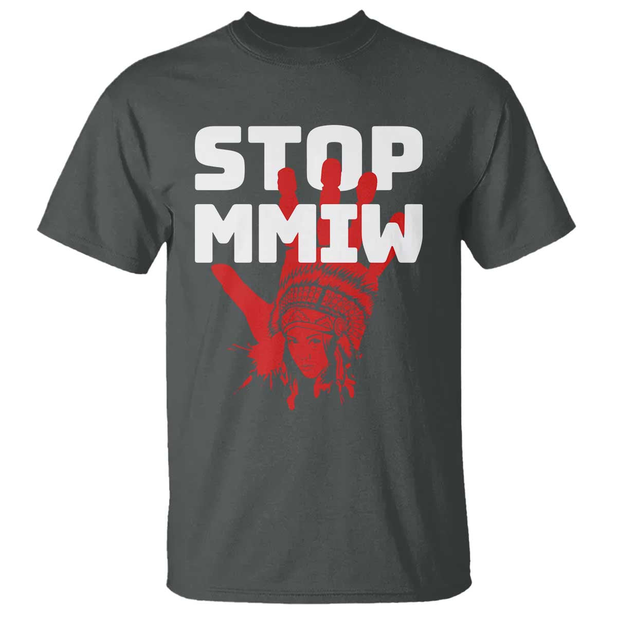 Indigenous Women Awareness T Shirt Stop MMIW Red Handprint Graphic