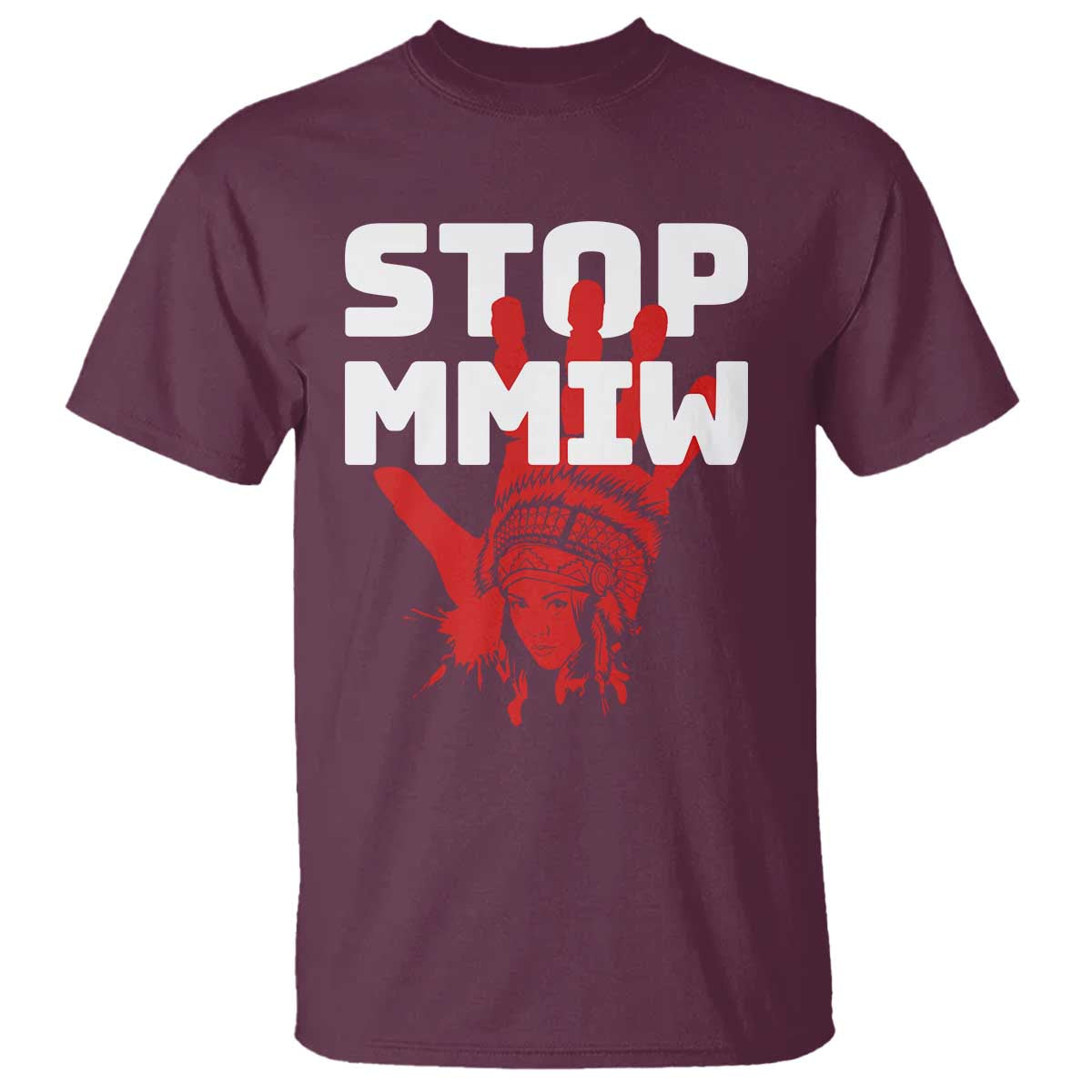 Indigenous Women Awareness T Shirt Stop MMIW Red Handprint Graphic