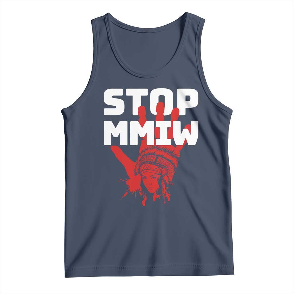 Indigenous Women Awareness Tank Top Stop MMIW Red Handprint Graphic