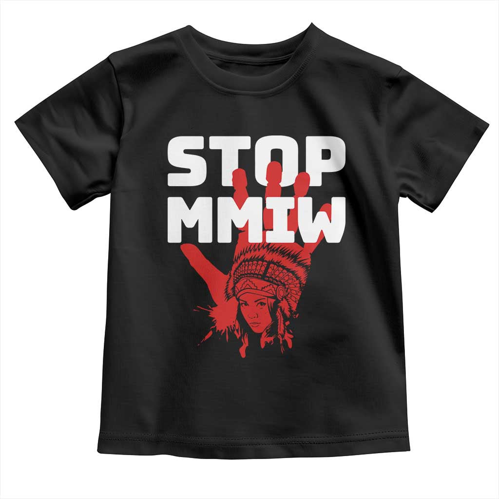 Indigenous Women Awareness Toddler T Shirt Stop MMIW Red Handprint Graphic