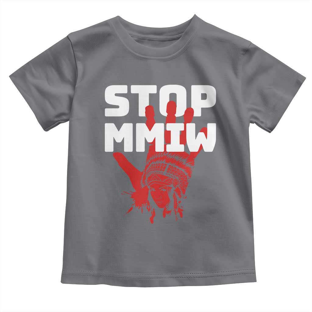 Indigenous Women Awareness Toddler T Shirt Stop MMIW Red Handprint Graphic