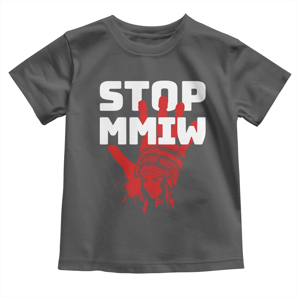 Indigenous Women Awareness Toddler T Shirt Stop MMIW Red Handprint Graphic