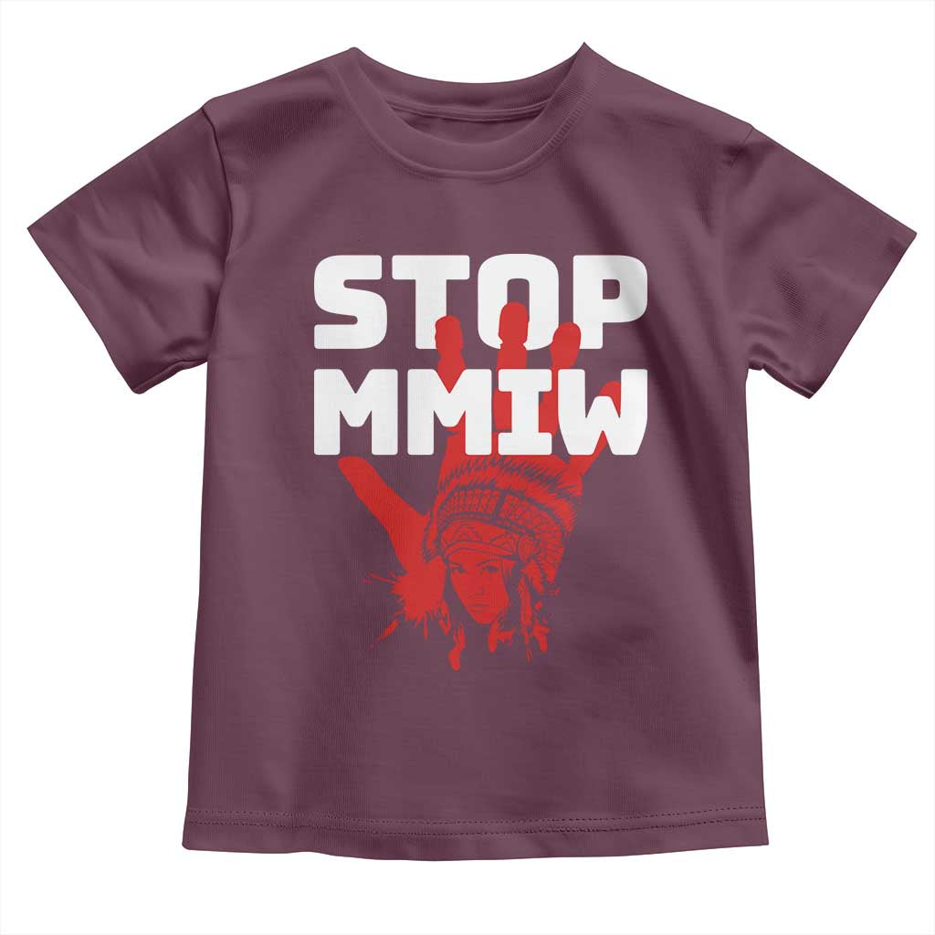 Indigenous Women Awareness Toddler T Shirt Stop MMIW Red Handprint Graphic