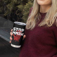 Indigenous Women Awareness Tumbler Cup Stop MMIW Red Handprint Graphic