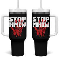 Indigenous Women Awareness Tumbler With Handle Stop MMIW Red Handprint Graphic