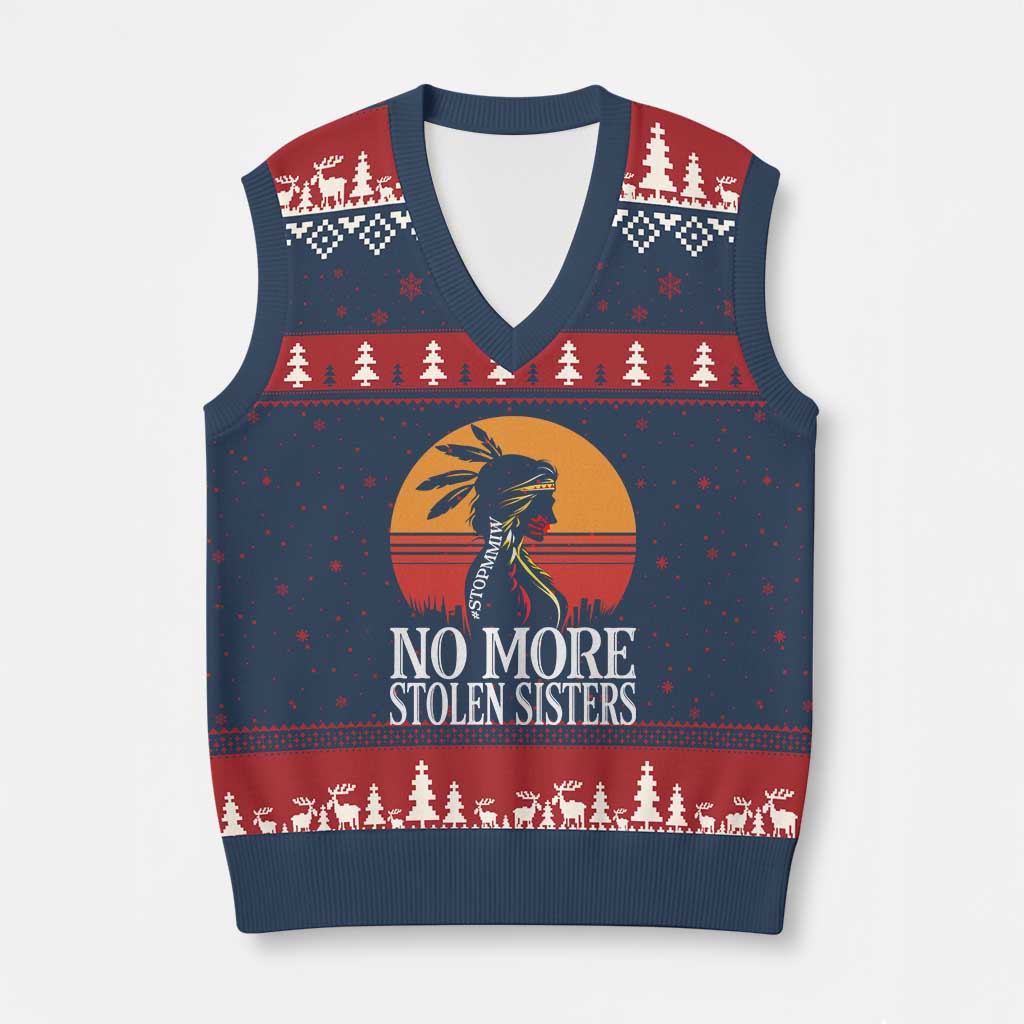 MMIW Awareness V-Neck Knit Sweater Vest No More Stolen Sisters Native American Gift
