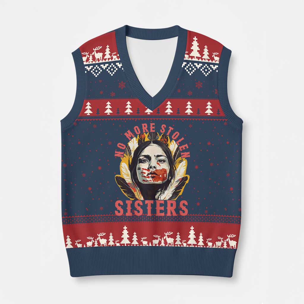 Native American Awareness Gift V-Neck Knit Sweater Vest No More Stolen Sisters MMIW Support