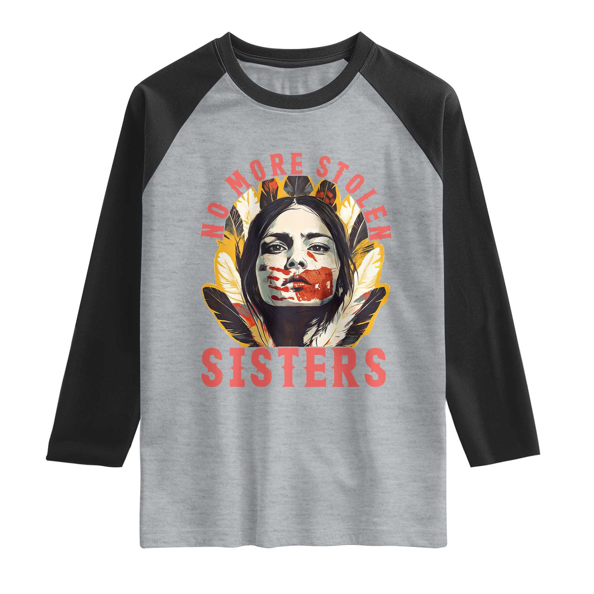 Native American Awareness Gift Raglan Shirt No More Stolen Sisters MMIW Support