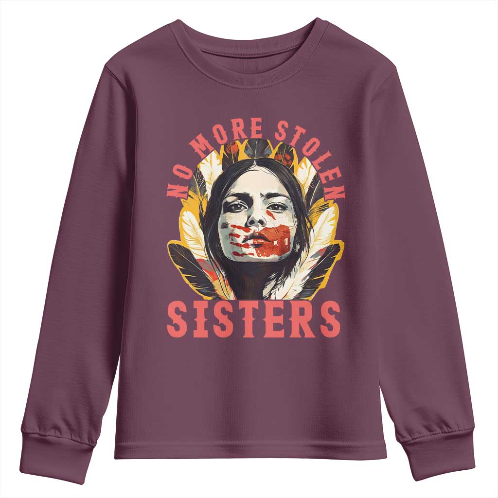 Native American Awareness Gift Youth Sweatshirt No More Stolen Sisters MMIW Support