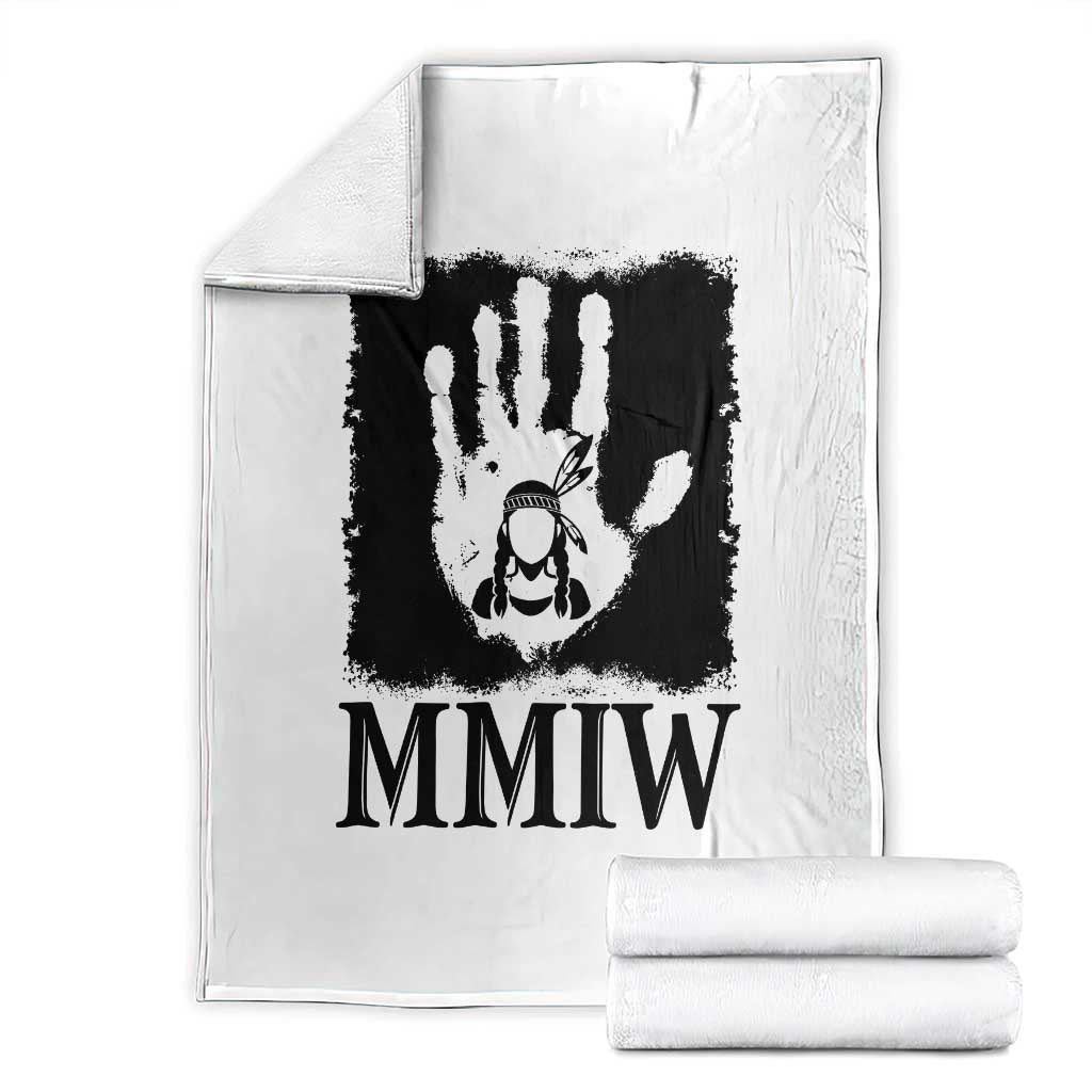 Stop MMIW Throw Blanket Voices For Stolen Sisters Red Handprint Graphic
