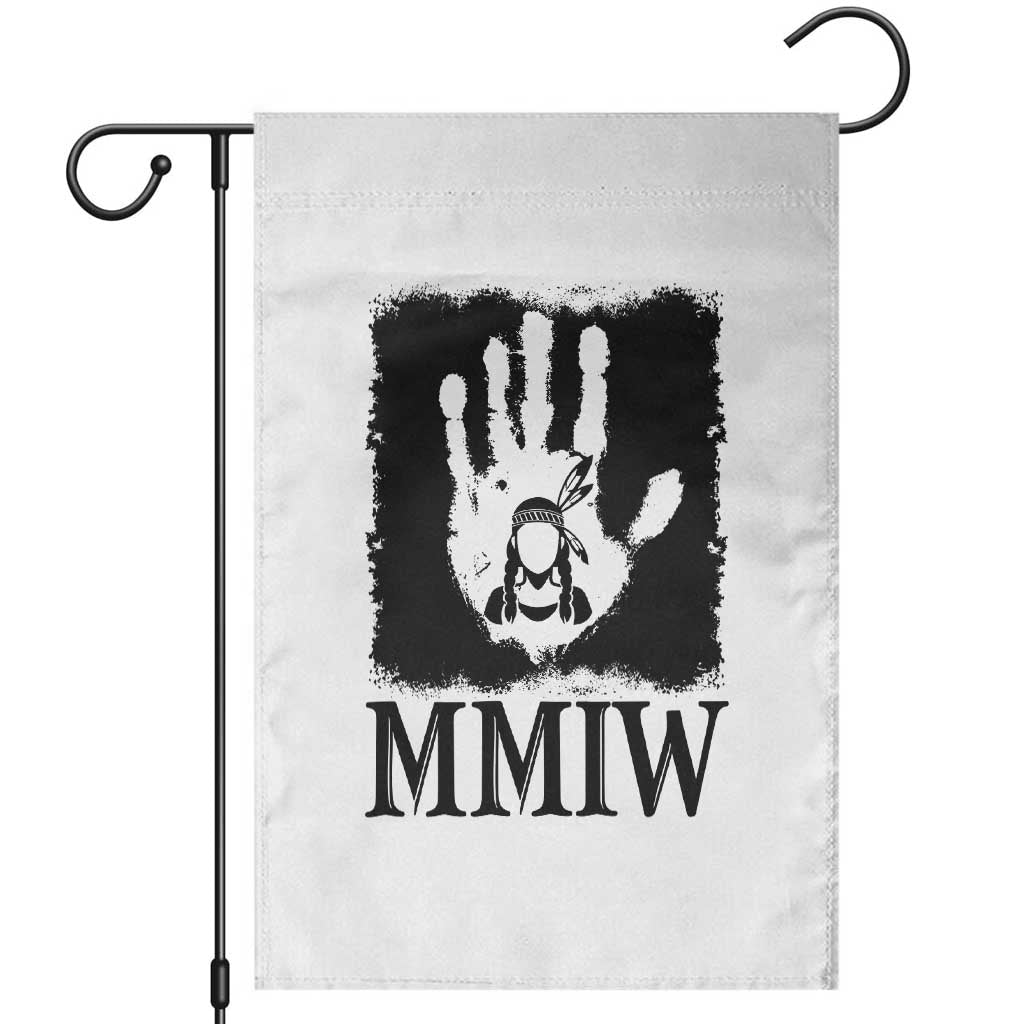 Stop MMIW Garden Flag Voices For Stolen Sisters Red Handprint Graphic