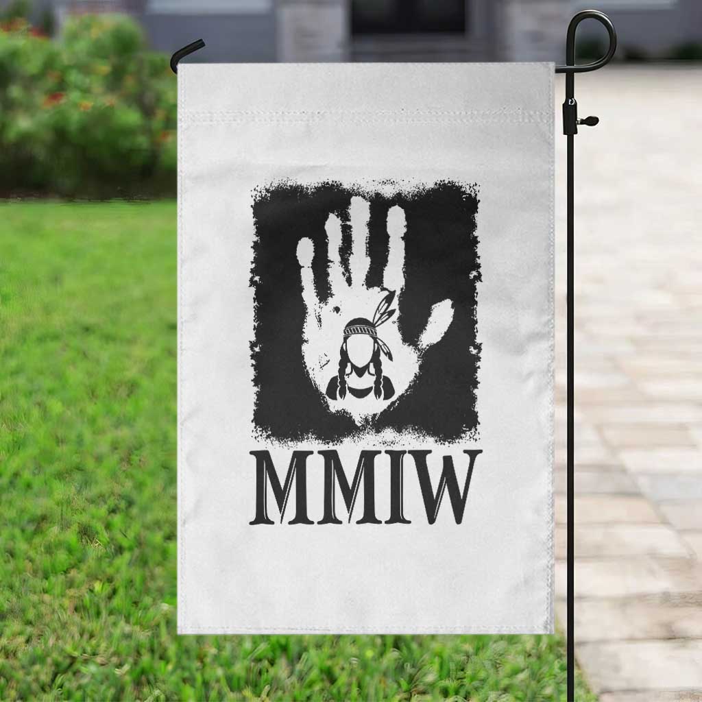 Stop MMIW Garden Flag Voices For Stolen Sisters Red Handprint Graphic