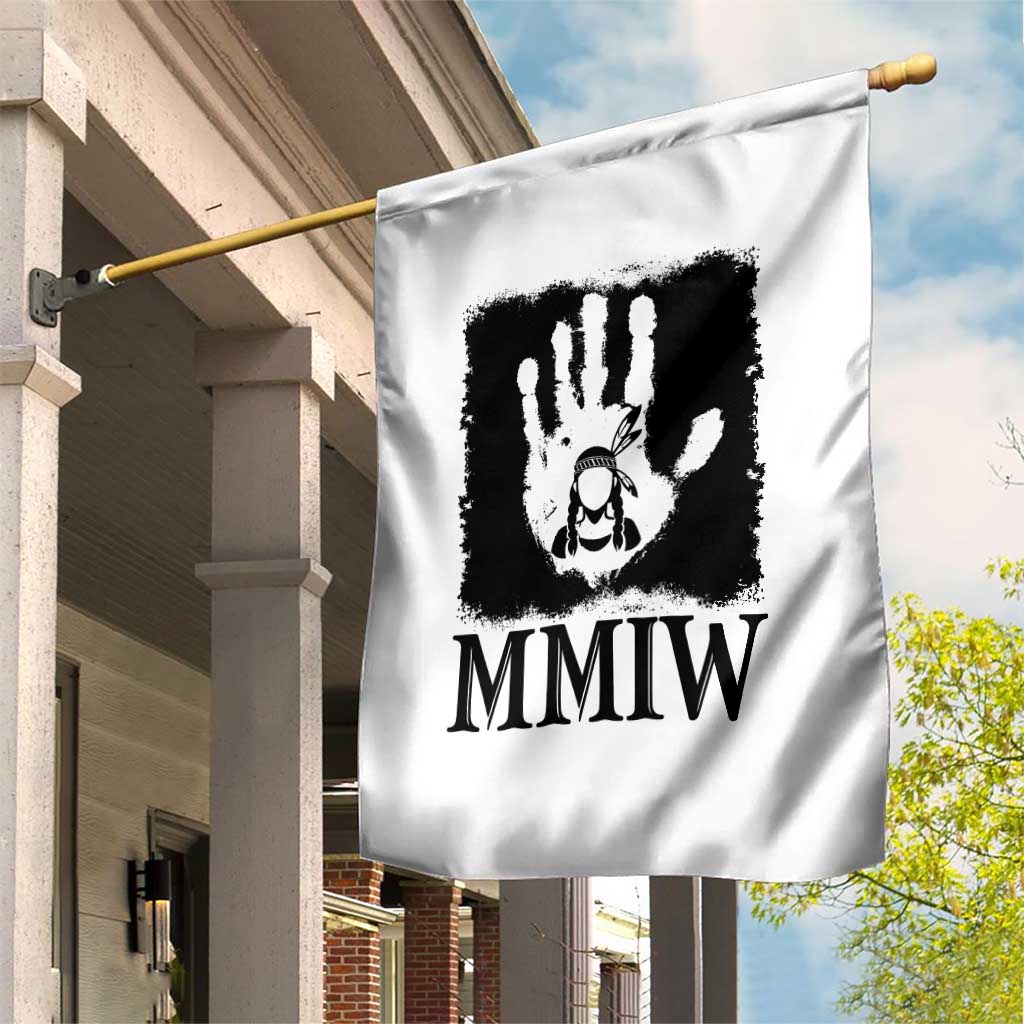 Stop MMIW Garden Flag Voices For Stolen Sisters Red Handprint Graphic