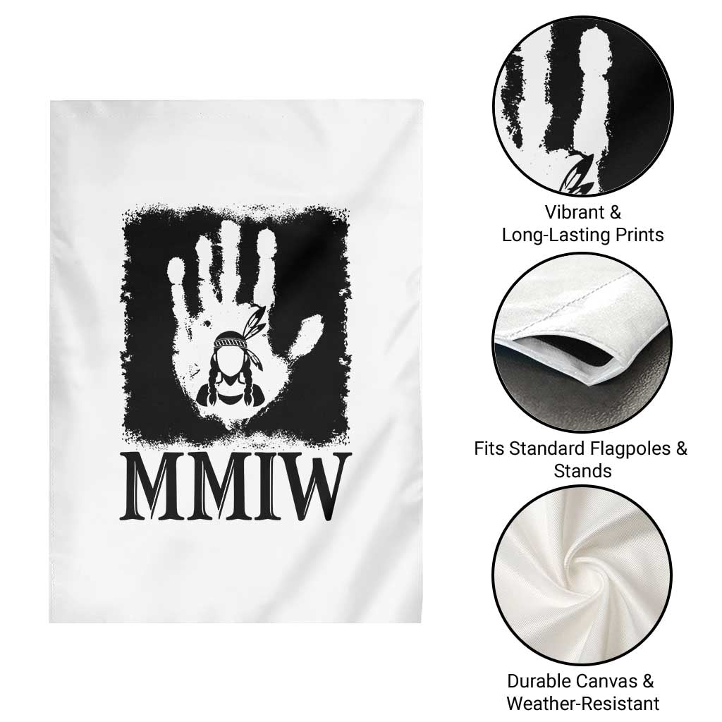 Stop MMIW Garden Flag Voices For Stolen Sisters Red Handprint Graphic
