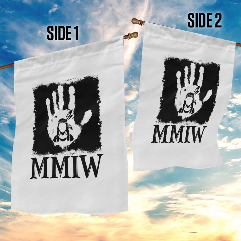 Stop MMIW Garden Flag Voices For Stolen Sisters Red Handprint Graphic