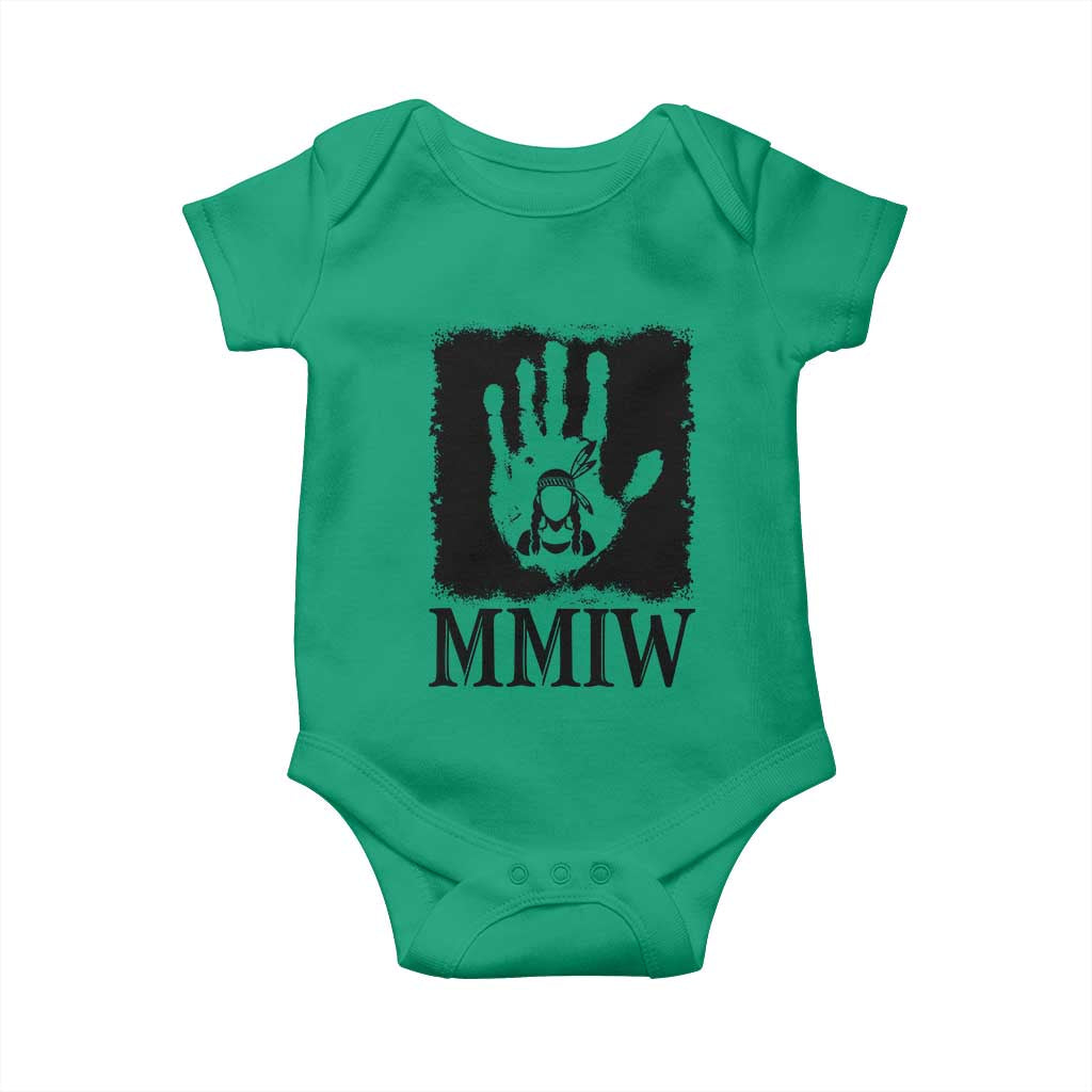 Stop MMIW Baby Onesie Voices For Stolen Sisters Red Handprint Graphic